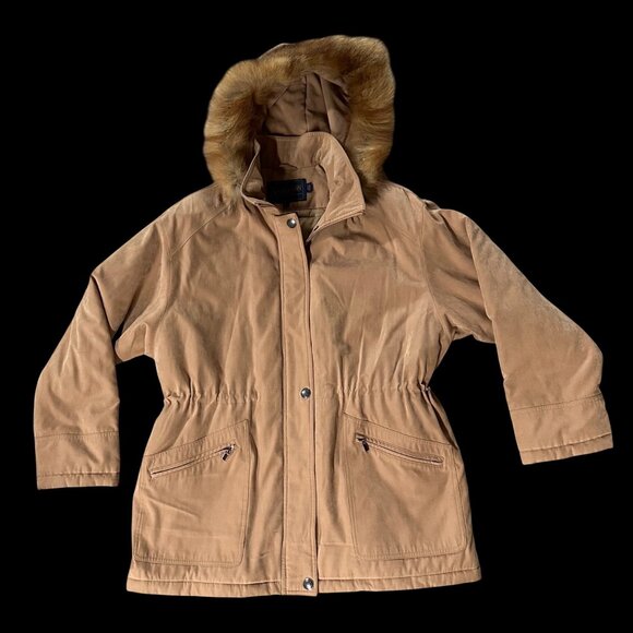 Pendleton Womens Brown Coat Removable Fur Hood Lined Insulated Size Large Parka - Picture 2 of 7